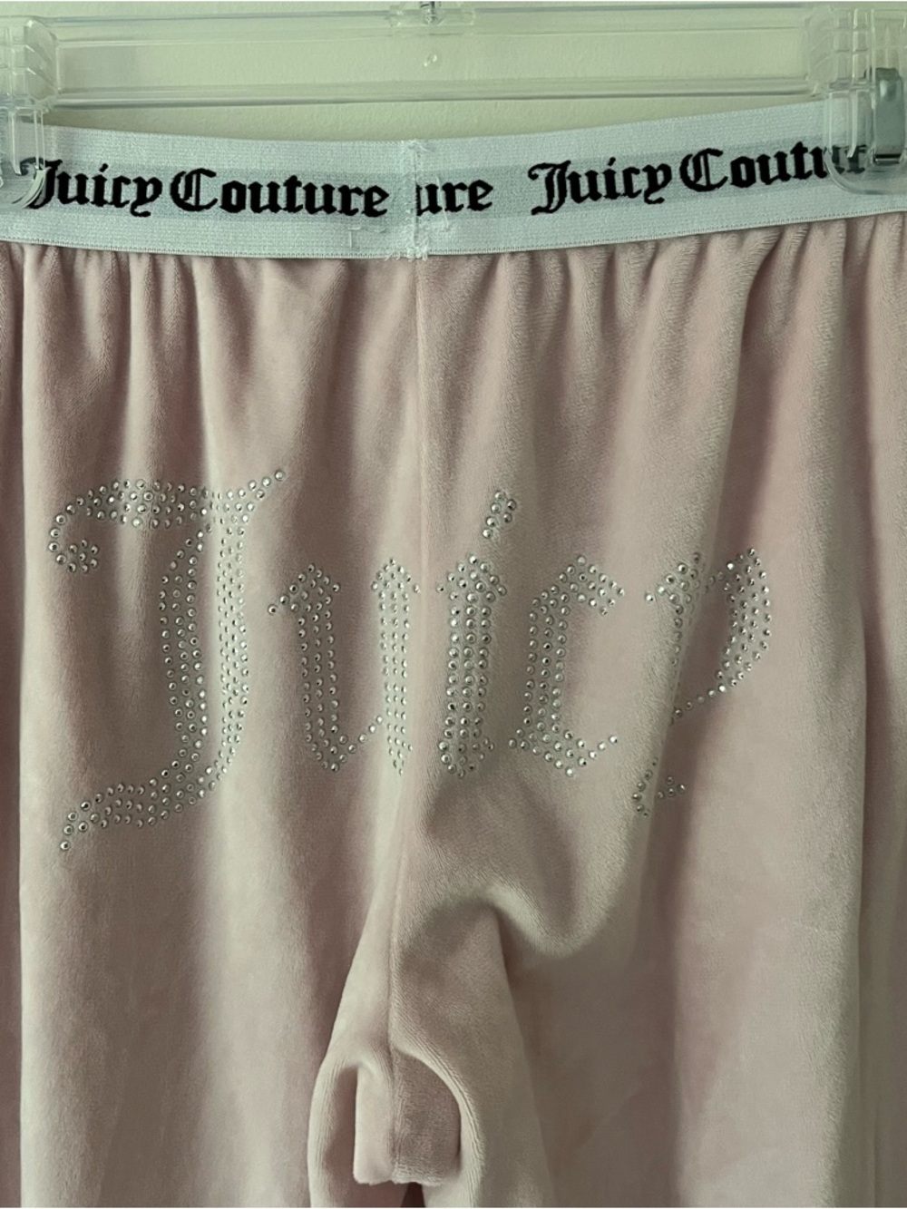 Juicy Couture Velour Pants Small Baby Pink Soft Logo Waistband Rhinestones - Picture 4 of 6
